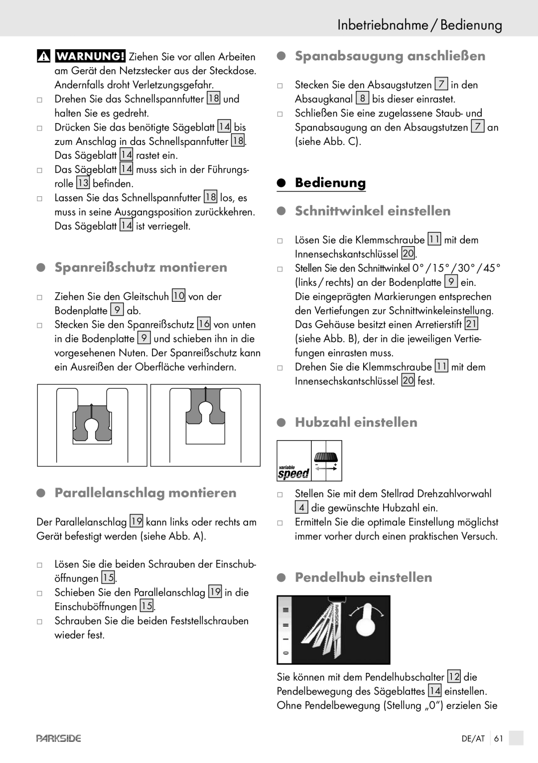 Kompernass PPHSS730 manual Inbetriebnahme / Bedienung 